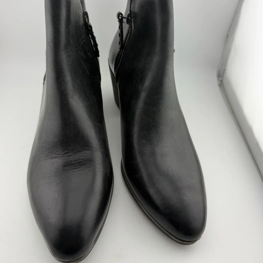 Frye Judith Double Zip Ankle Boots 8M‎ Black Leather Pointed Toe FR40838